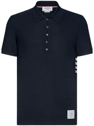 Thom Browne Short Sleeve Piqu&eacute; Polo with Engineered Four-Bar Stripe