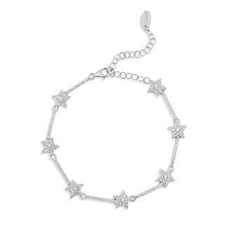 SHYMI Pav&eacute; Star Tennis Bracelet -.925 Sterling Silver, 14K Gold-Plated, Rose -Gold Plated, Rhodium Plated Cubic Zirconia Detailing, 6 with 2 Extender, Day t