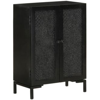 vidaXL Sideboard Black 55x30x77 cm Solid Wood Mango and Iron Vidaxl