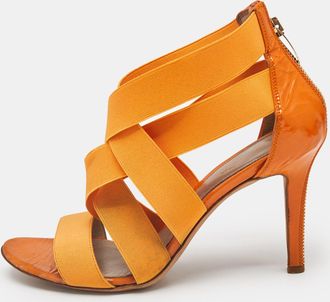 Sergio Rossi Orange Leather And Elastic Strappy Sandals