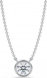 Allurez Round Lab Diamond Solitaire Pendant Necklace 14K White Gold (0.75ct)