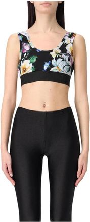 Dolce & Gabbana Sleeveless Tops, female, Multicolor, Size: S Floral Print Sports Bra
