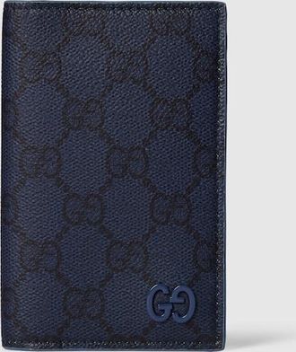 Gucci Dusty Blue Interior GG Long Card Case, Blue, GG Canvas