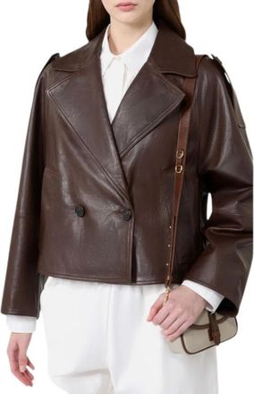 Max Mara Felino Leren Jas - Dames - Leren en Su&egrave;de Jassen - Bruin - M - Leer - Jassen