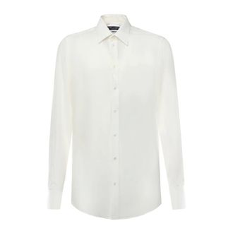 Dolce & Gabbana Formal Shirts, male, White, Size: XL Silk Cr&ecirc;pe de Chine Martini Shirt