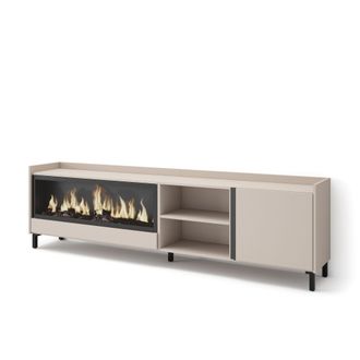 Skraut Home Skraut Home - Mueble Tv, Televisi&oacute;n, Muebles De Sal&oacute;n, Almacenaje, 212x35x61cm, Para Tv Hasta 80, Chimenea El&eacute;ctrica Xxl, Dise&ntilde;o Industrial, Estilo Mo