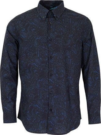 Lords of Harlech Morris Button-Up Shirt in Madrid Paisley Navy at Nordstrom, Size Medium