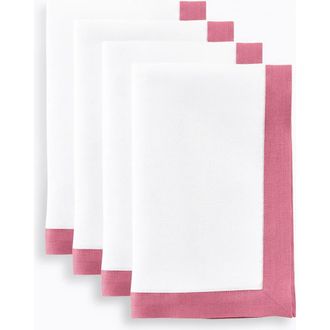 Solino Home Linen Dinner Napkins - Classic, 20 x 20 in Pink Carnation And White at Nordstrom, Size Large