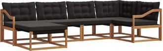 vidaXL Conjunto De Sof&aacute;s De Exterior 6 Uds. Natural Y Negro Vidaxl
