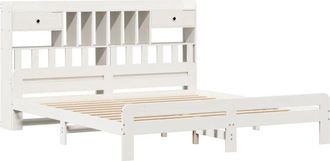 vidaXL Cama Con Estanter&iacute;a Sin Colch&oacute;n Madera Maciza Blanca 180x200 Cm Vidaxl