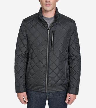 Cole Haan Mens Modern Quilted Bomber Jacket - Black Size Medium