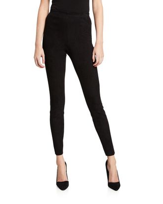 Alice & Olivia Maddox Suede High-Waist Side-Zip Leggings