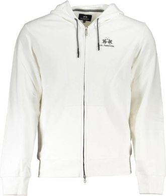 La Martina Elegante Witte Hoodie voor Mannen - Heren - Vesten met rits - Wit - XL - Katoen - Hoodies & sweatvesten