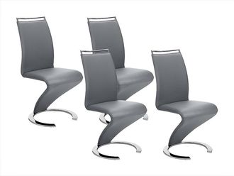 Vente-Unique Conjunto de 4 sillas TWIZY - Piel sint&eacute;tica gris