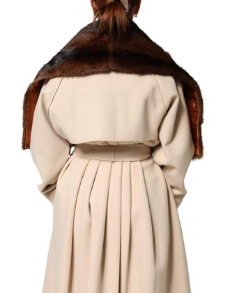 Dolce & Gabbana Womens Black Brown Stripe Fur Shawl Wrap Scarf And Squirrel