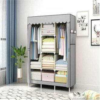 Trade Shop Trade Shop - Armario De Tela De Vestuario Tela Ropa Extra&iacute;ble 3 Puertas Por Habitaci&oacute;n