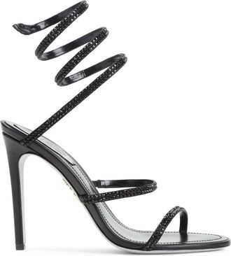 Rene Caovilla Black Satin Cleo Crystal Sandals-Donna