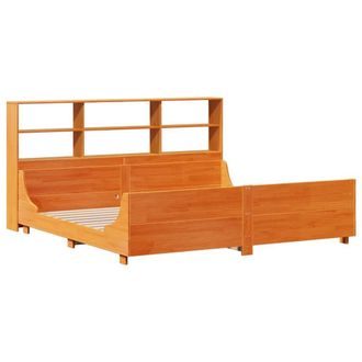 Berkfield Home Decorative Bookcase Bed Frame Wax Brown 180x200 cm Super King Sol