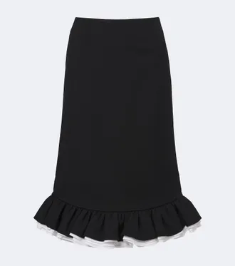 Shushu/Tong Ruffled wool and silk midi skirt