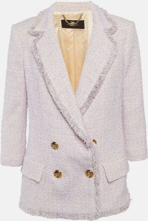 Elisabetta Franchi Purple Tweed Double Breasted Blazer