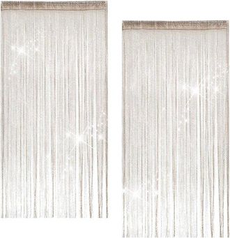 No Brand Cortina De Puerta De Lentejuelas Color Champ&aacute;n (100x200cm), Elegante Malla Protectora Con Cuentas Para Bodas, Cafeter&iacute;as, Restaurantes Y Entradas