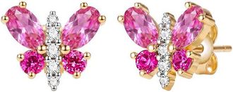 Rachel Glauber 14K Plated Cz Butterfly Shaped Earrings