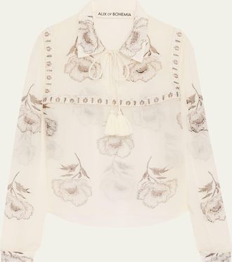 Alix of Bohemia Pascal Obsidian Poppy Sheer Blouse