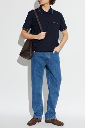 Ferragamo Polo With Pocket, Mens, Navy Blue