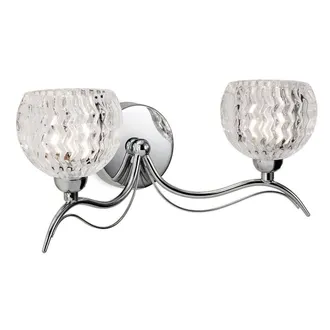 Netlighting Blanche 2 Light Indoor Wall Light Chrome Moulded Clear Glass G9