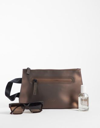 Rains 16250 beauty-case impermeabile con zip marrone