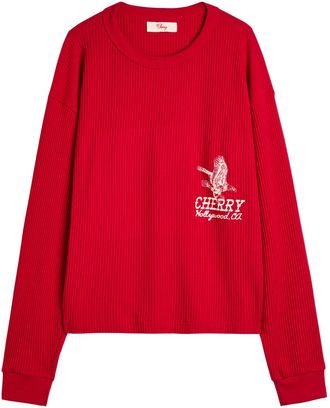 Cherry Los Angeles Hollywood Thermal Logo-print Waffle T-shirt - Red - XL