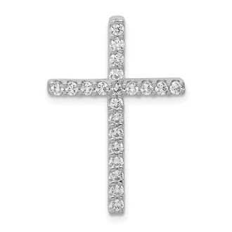 Diamond2Deal 14K White Gold Lab Grown Diamond Cross Pendant (0.52ct, VS, G-H)