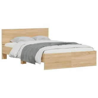 vidaXL Vidaxl - Estructura De Cama Cabecero Y Luces Led Roble Sonoma 135x190 Cm