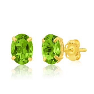 MAX + STONE 14k Yellow or White Gold 7x5mm Oval Stud Earrings with Push Backs