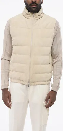 Brunello Cucinelli Suede Gilet with Down Filling Brunello Cucinelli
