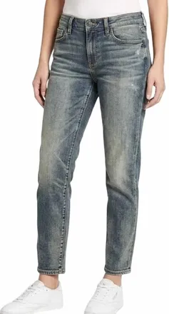 Eddie Bauer Womens Slim Boyfriend Mid Rise Jeans In Weathered Indigo Wash