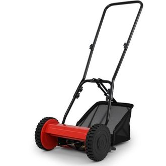 Costway Tosaerba a puleggia con larghezza di taglio di 30 cm, altezze di taglio regolabili da 15 a 40 mm, raccoglierba da 18,5 l