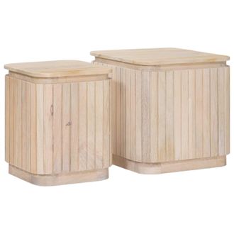 vidaXL Conjunto De Mesas Laterales Hechas A Mano 2 Pcs Blanco Vidaxl