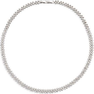 Nordstrom Herringbone Cubic Zirconia Collar Necklace in Clear- Silver at Nordstrom Rack