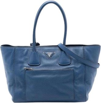 Prada Pre-owned Tote Bags, female, Blue, Size: ONE SIZE Pre-owned Leather Satchel