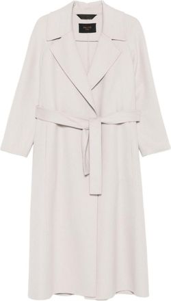 Palt&ograve; Womens Cream Wool Belted Coat - Light Grey - Size EU 42 (Womens)