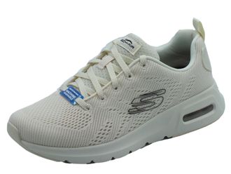 Skechers Womens Skech-AIR Court Sneaker, Natural Mesh/Black Trim, 5.5 UK