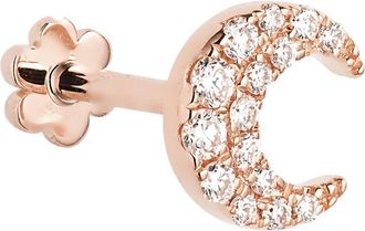 Maria Tash Diamond Moon Threaded Stud Earring in Rose Gold at Nordstrom, Size 5.5 Mm