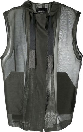 Fabiana Filippi panelled hooded vest - women - Cotton/Silk - 42 - Green