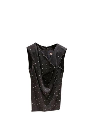 Saint Laurent Black Wool Cowl Neck Embellished Mini Dress Size S