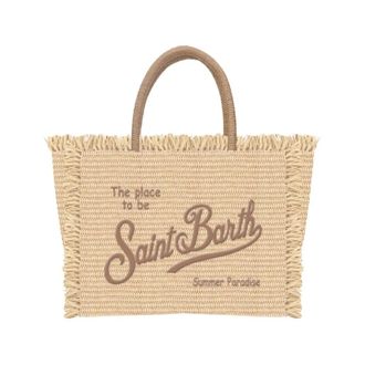 MC2 Saint Barth Tote Bags, female, Beige, Size: ONE SIZE Borsa Mini Vanity effetto paglia