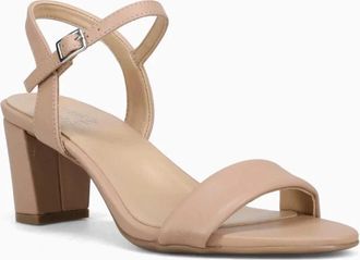 Naturalizer Womens Naturalizer Bristol G8660S222 Sandal Beige Leather Block Heel HAWK267