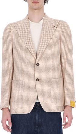 Tagliatore Pino Lerario Houndstooth Cotton-Silk-Linen Blazer