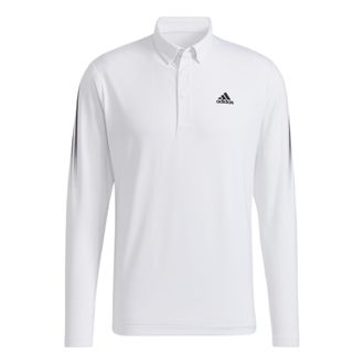 adidas Logo Stripe Long Sleeves Slim Fit Polo Shirt White HA3124