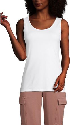 Lands End Cotton Tank Top in White at Nordstrom, Size Medium